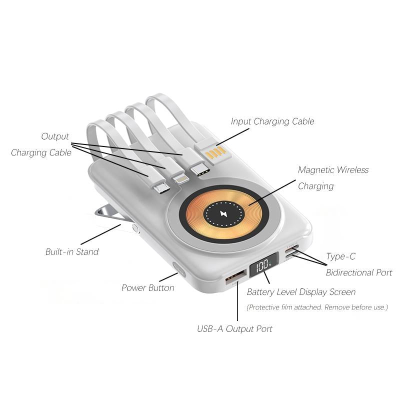 Portable Wireless Magnetic Power Bank, 1 Count 10000Mah Fast Charging Power Bank, Digital Display External Battery Accessories for Mobile Phone, Chargeable