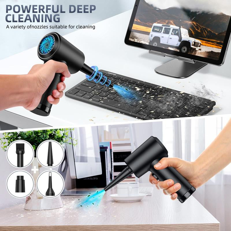 Compressed Air Duster, 1 Set 3-Gear 51000Rpm Electric Air Duster, Portable 4000Mah Rechargeable Cordless Air Blower with Led Light, Electronic Gadgets Home Cleaning Tool, Camera Cleaner