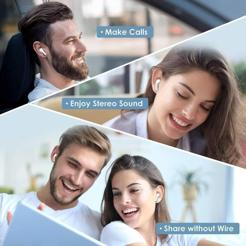 Bluetooth 5.4 Earphones 3D Stereo Wireless Earbuds with USB-C Charging Case for Office, Sports, Study and Audio Calls, Portable Wireless Audio Headset