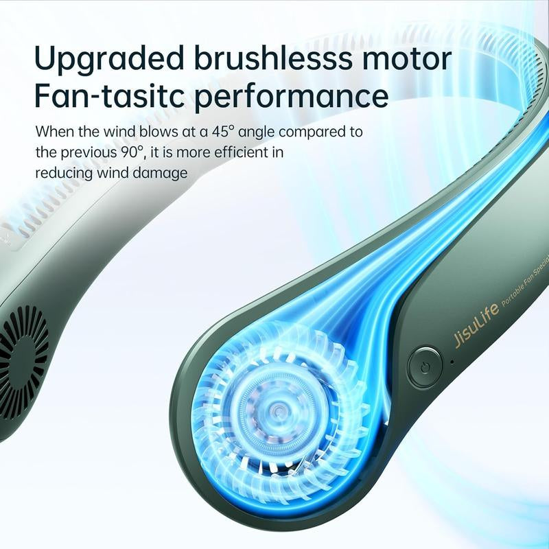Jisulife Portable Neck Fan Hands Free Bladeless Fan 4000Mah Battery Operated Wearable Personal Fan Rechargeable 3 Speeds Gifts for Women Men