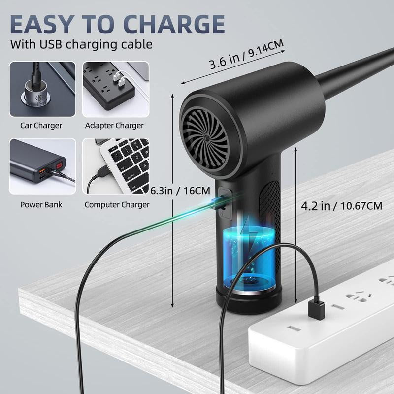 Compressed Air Duster, 1 Set 3-Gear 51000Rpm Electric Air Duster, Portable 4000Mah Rechargeable Cordless Air Blower with Led Light, Electronic Gadgets Home Cleaning Tool, Camera Cleaner
