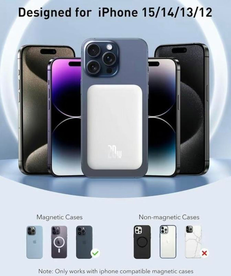 10000Mah Magnetic Power Bank Suitable for Iphone12-17Full Range Fast Charging PD20W Wireless Ultra-Thin Portablemobile Phone Power Bank