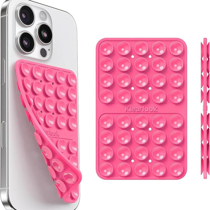 Klearlook Silicone Suction Cup Phone Case Mount Double Sided Sticky Phone Grip with Higher Suction Power for Iphone 17 Android Hands Free Phone Accessories Holder for Selfies and Videos
