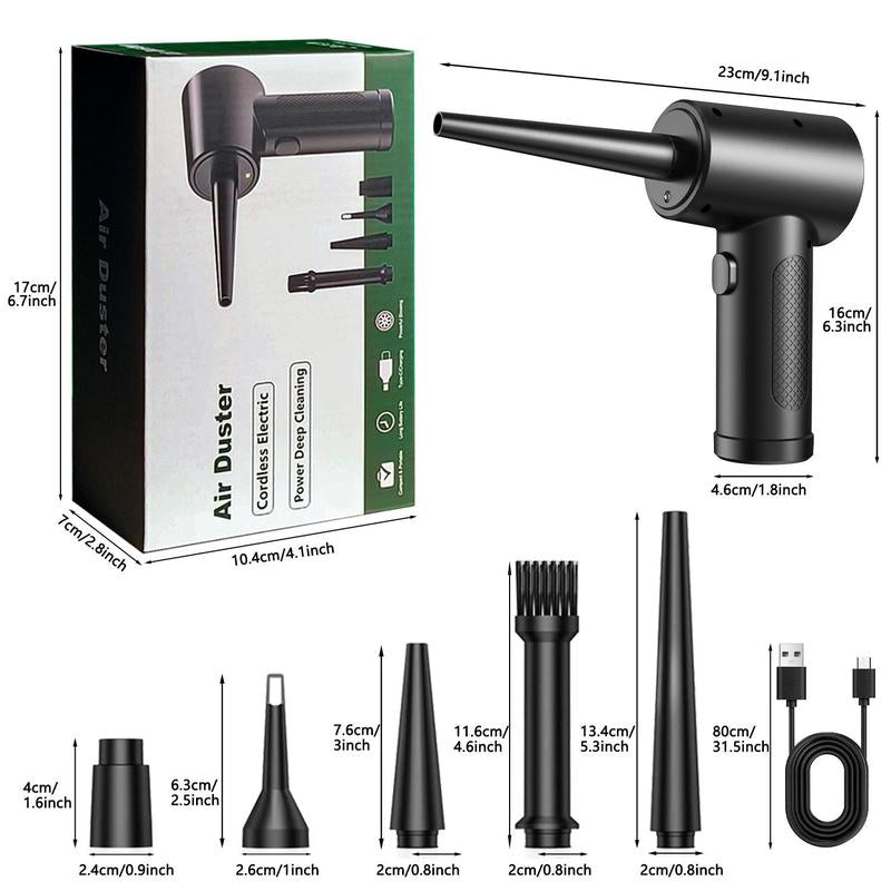 Compressed Air Duster, 1 Set 3-Gear 51000Rpm Electric Air Duster, Portable 4000Mah Rechargeable Cordless Air Blower with Led Light, Electronic Gadgets Home Cleaning Tool, Camera Cleaner