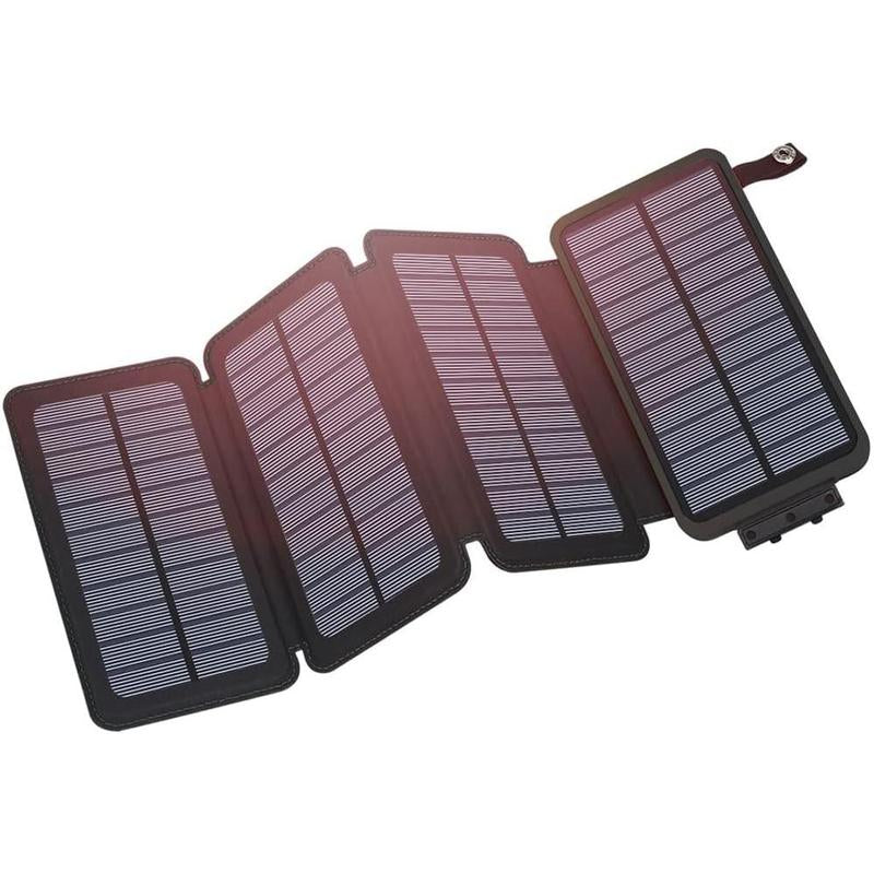Solar Powered Power Bank, Portable Solar Phone Charger with Foldable Solar Panels, 20000Mah High Capacity Solar Power Bank for Smart Phones, Tablets