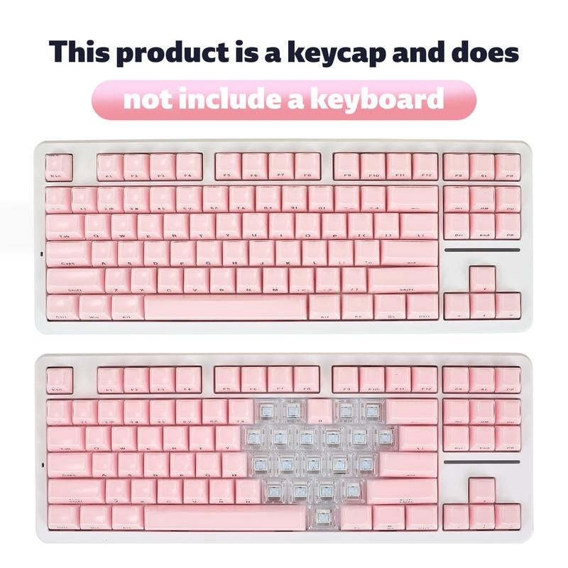 Mechanical Pink PBT Keycaps: 108-Key Pudding - Transparent Heart Shine-Through for 60% Layout
