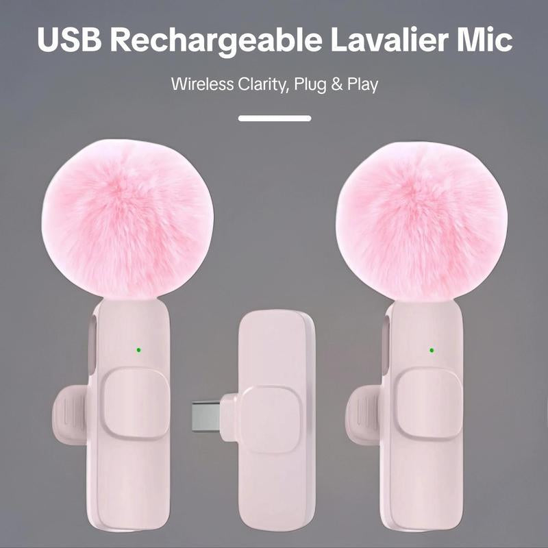 Wireless Lavalier Microphone with USB Rechargeable Feature - Plug-and-Play Lapel Mic for Video Recording, Teaching, Interviews, and Podcasting - Ideal Gift for Mothers and Partners