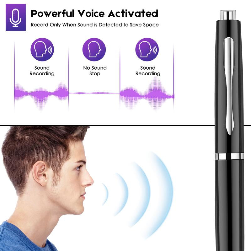 Voice Recorder Pen 64GB: Professional Audio-Voice Activation, Long-Distance Recording, Wav/192Kbps, USB Flash Drive, Refillable Ink, Metal Body, Compact & Durable, Digital Products Tech Gadgets Voice Changer Device