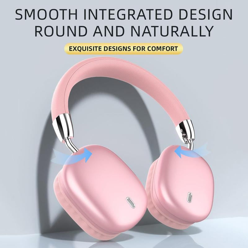New Wireless Headset, Hifi Clear Call, Comfortable Fit with Head, Foldable, Rotatable, Stretchable. Compatible with Mobile Phones, Computers, MP3 and Other Devices. Wireless Headphones (Pink),Tiktokshopbacktoschool