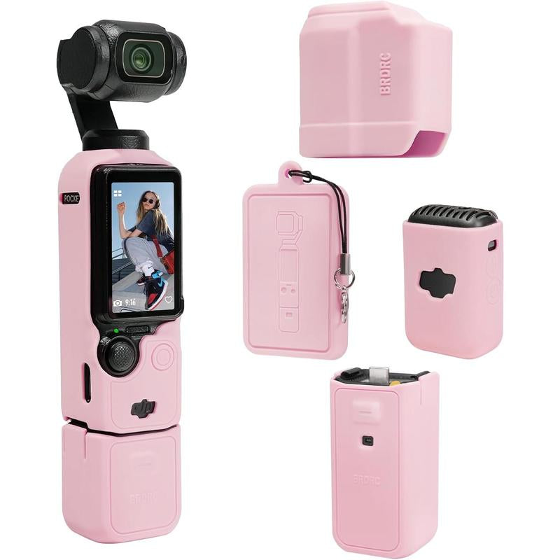 DJI Pocket 3 Case Soft Silicone Protective Case Compatible with Osmo Pocket 3 Creator Combo Lightweight Screen Protector Grip Cover Accessories Pink Camera Smartphone Protection Shockproof