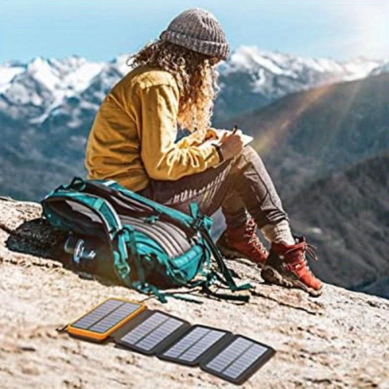 Solar Powered Power Bank, Portable Solar Phone Charger with Foldable Solar Panels, 20000Mah High Capacity Solar Power Bank for Smart Phones, Tablets