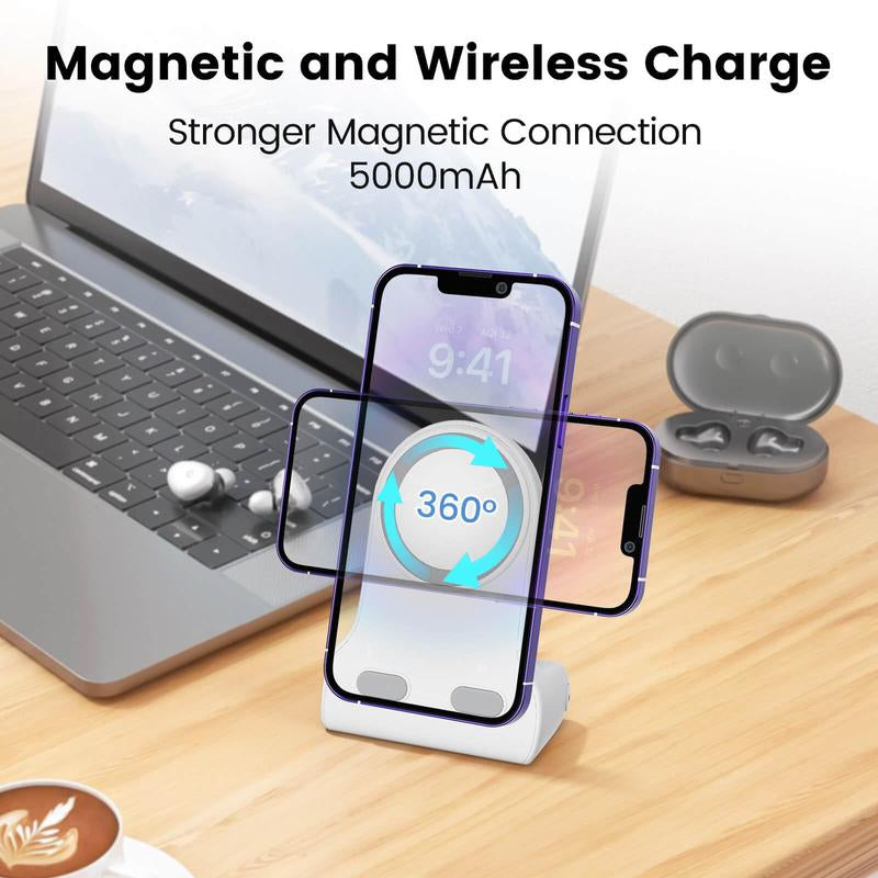 Kraftgeek Powershutter Power Bank Stand Phone Grip, Magsafe Power Bank with Bluetooth Shutter for Iphone 12-17 Series and Pixel 10 Durable Lithium Battery Usb Battery Powered