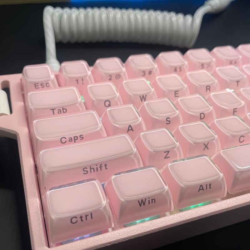 Mechanical Pink PBT Keycaps: 108-Key Pudding - Transparent Heart Shine-Through for 60% Layout