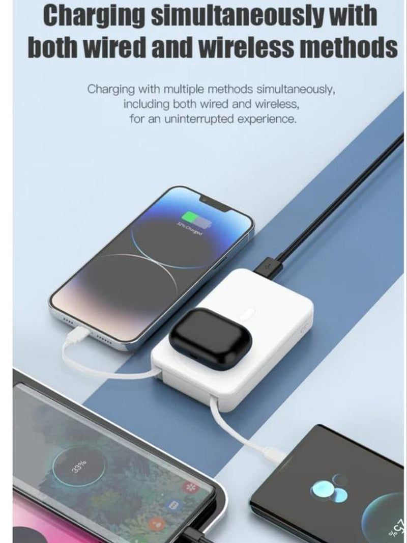 Magnetic Wireless Power Bank, 10000Mah Portable Charger with USB-C and Lightning Cables, Compatible with Iphone 16/15/14/13/12/Pro/Mini/Promax/Android, Power Bank with Phone Holder