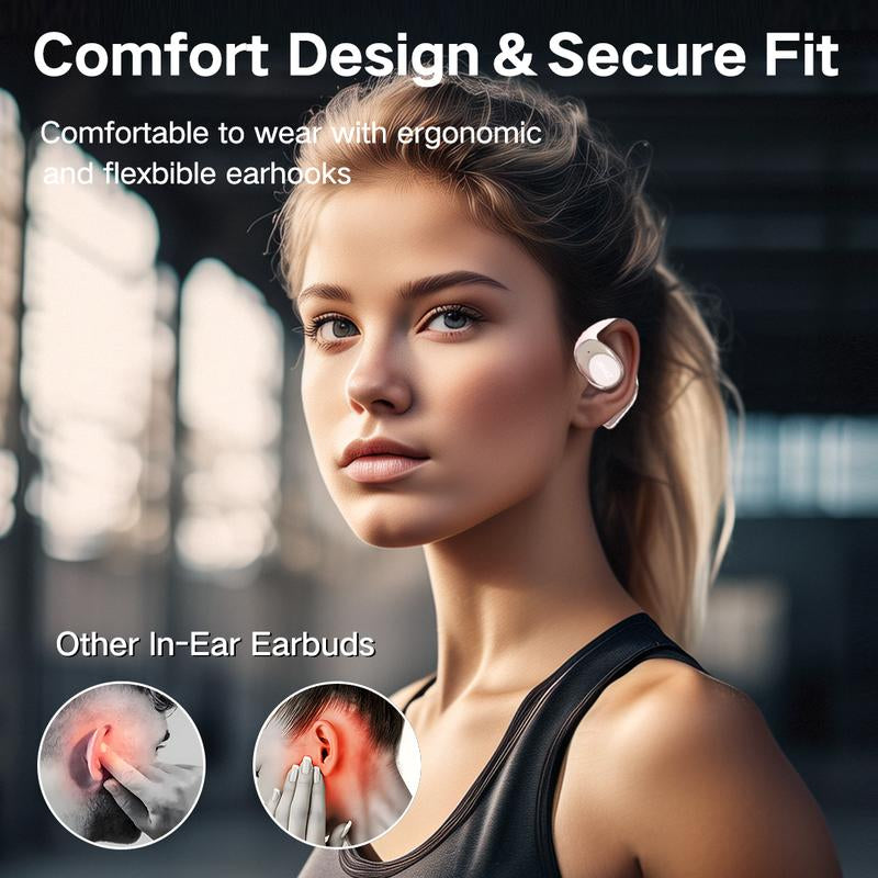 ZIHNIC S09 Open-Ear Earbuds,V5.4, IPX5 Waterproof,35Hrs Playtime,On Ear Headphones Immersive Premium Sound Long Distance Connection Headset with Charging Case Audio Electronic