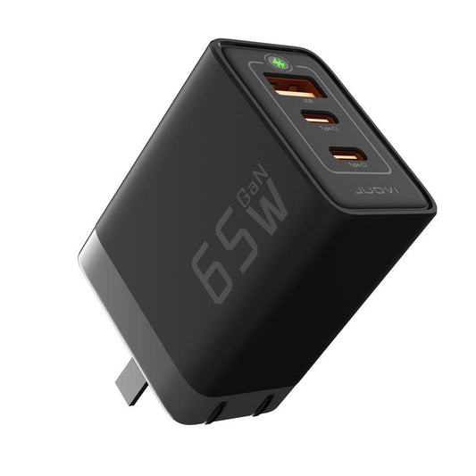 3-In-1 Fast Charger, J1611 Gan 65W Charger, 3 Ports Fast Charging Brick, JUOVI Foldable Wall Charger, Compatible with HP Spectre, Macbook Pro/Air, Dell XPS 13, Ipad Pro, Iphone 15/Pro, Galaxy S23, Apple Watch Smartphone Cellphone