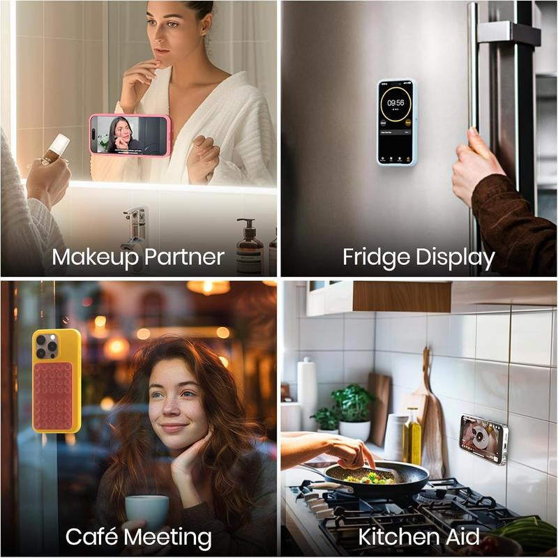 Klearlook Silicone Suction Cup Phone Case Mount Double Sided Sticky Phone Grip with Higher Suction Power for Iphone 17 Android Hands Free Phone Accessories Holder for Selfies and Videos