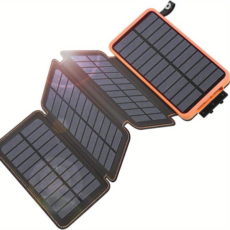 Solar Powered Power Bank, Portable Solar Phone Charger with Foldable Solar Panels, 20000Mah High Capacity Solar Power Bank for Smart Phones, Tablets