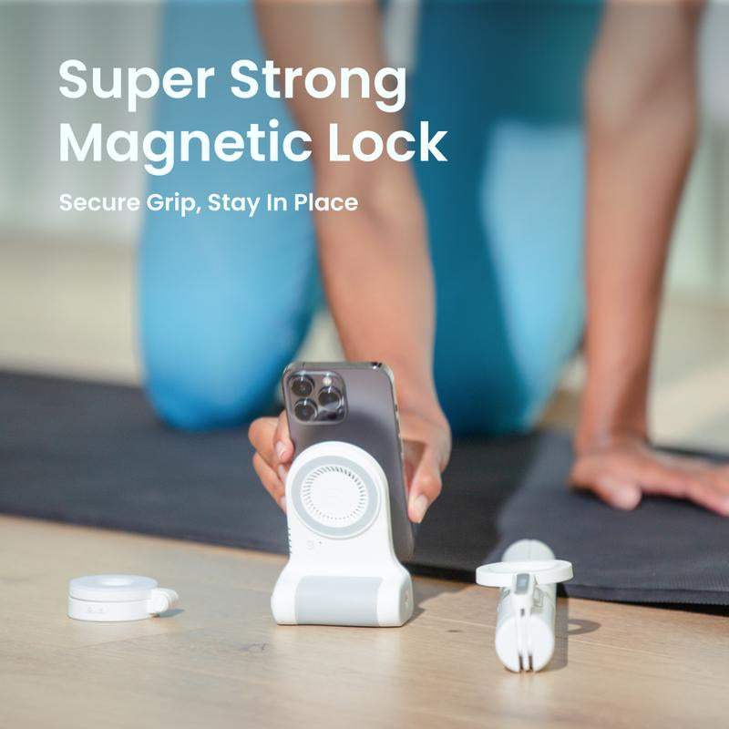 Kraftgeek Powershutter Power Bank Stand Phone Grip, Magsafe Power Bank with Bluetooth Shutter for Iphone 12-17 Series and Pixel 10 Durable Lithium Battery Usb Battery Powered