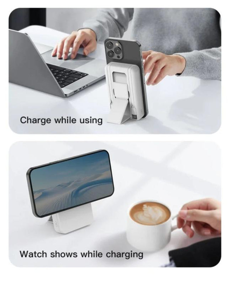 Magnetic Wireless Power Bank, 10000Mah Portable Charger with USB-C and Lightning Cables, Compatible with Iphone 16/15/14/13/12/Pro/Mini/Promax/Android, Power Bank with Phone Holder