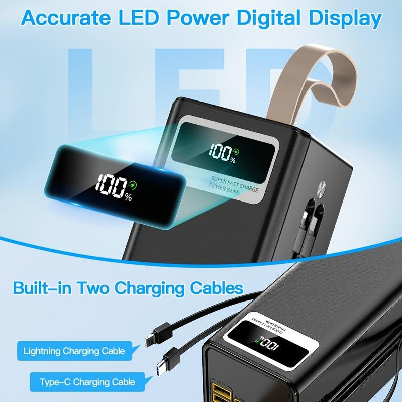 30000Mah/50000Mah Power Bank, Capacity Portable Charger with Digital Display , Fast Charging up to 22.5W, Used for Outdoor, Camping, Travel,Snug Power Bank Power Bank Black Phone Smartphone Chargeable Electronics Accessories