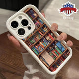 Cartoon Bookshelf Pattern TPU Phone Case for Iphone 17 Pro Max 16 15 14 plus 13 12 11 Air XR X XS plus Shockproof Non Slip Military-Grade Protective Silicone Cover