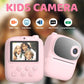 Kids Instant Print Camera (With 3 Rolls of Paper), 2.4" LCD Screen, Rechargeable 1080P Pocket Camera, 12MP Photos, Thermal Paper Printing (No Ink Needed), Birthday Gift for Boys & Girls, Portable Lens Camera, Mini Photography Kit, Tech Toy Pink
