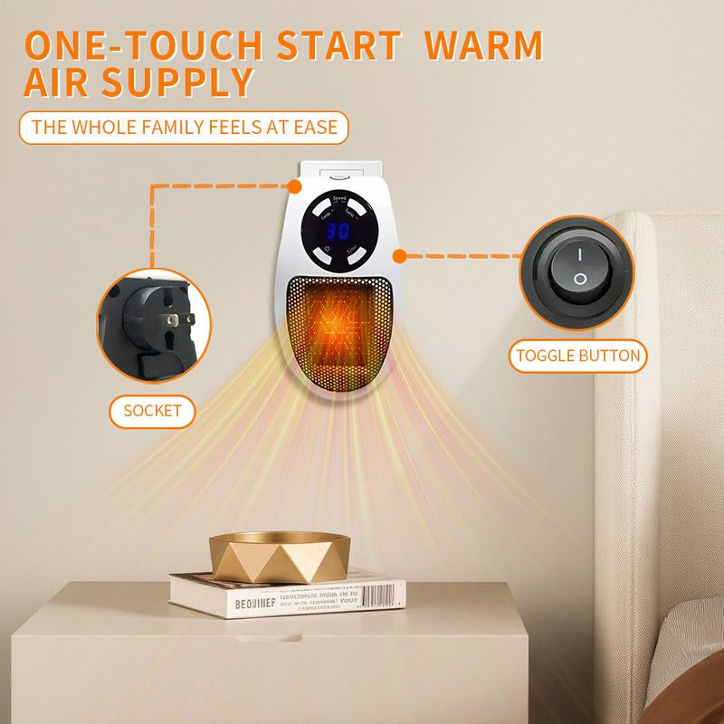 Portable Convection Fan Ceramic Heater Power-Off Protection & 2-Speed Settings for Living Rooms Bedrooms Study Rooms