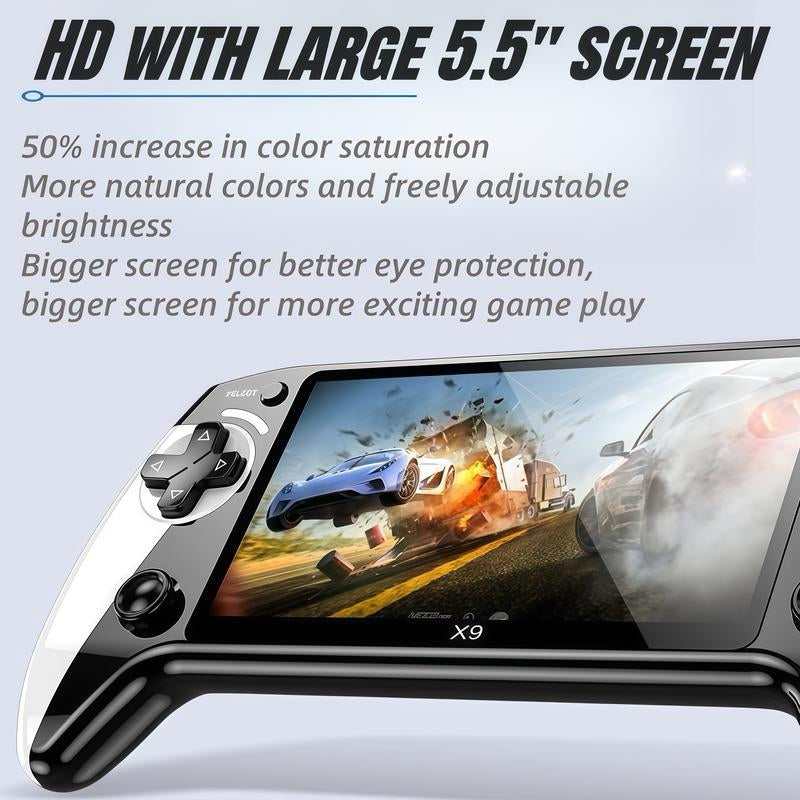 X9 Handheld Game Console, Rechargeable Portable Game Console with Built-In 10 Emulator Games, Handheld Wireless Gaming Console for Home & Travel, Protective