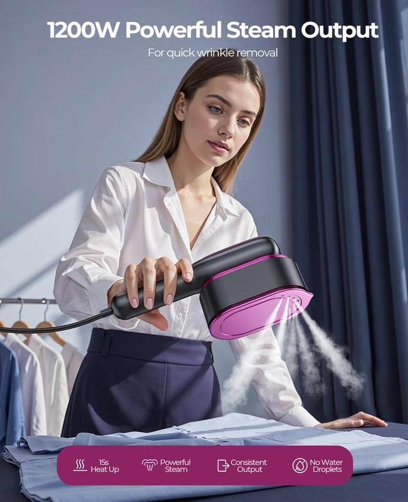 YOZLNFO Garment Steamer for Clothes, Portable Travel Clothing Steamer Iron, 5 Modes with LED Display, 15S Fast Heating, 2-In-1 Steamer & Iron, Gift for Home & Trip