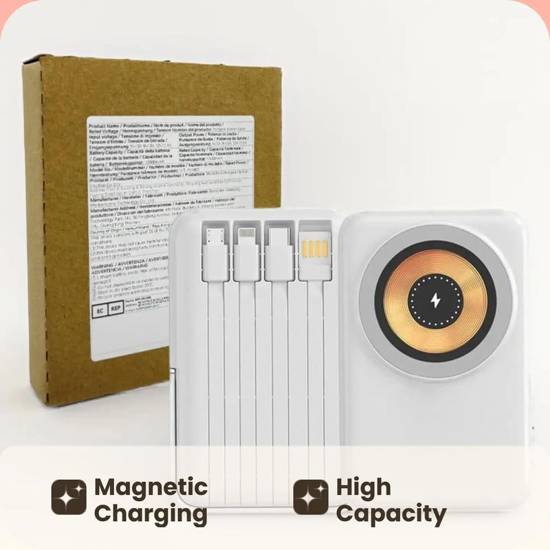 Portable Wireless Magnetic Power Bank, 1 Count 10000Mah Fast Charging Power Bank, Digital Display External Battery Accessories for Mobile Phone, Chargeable