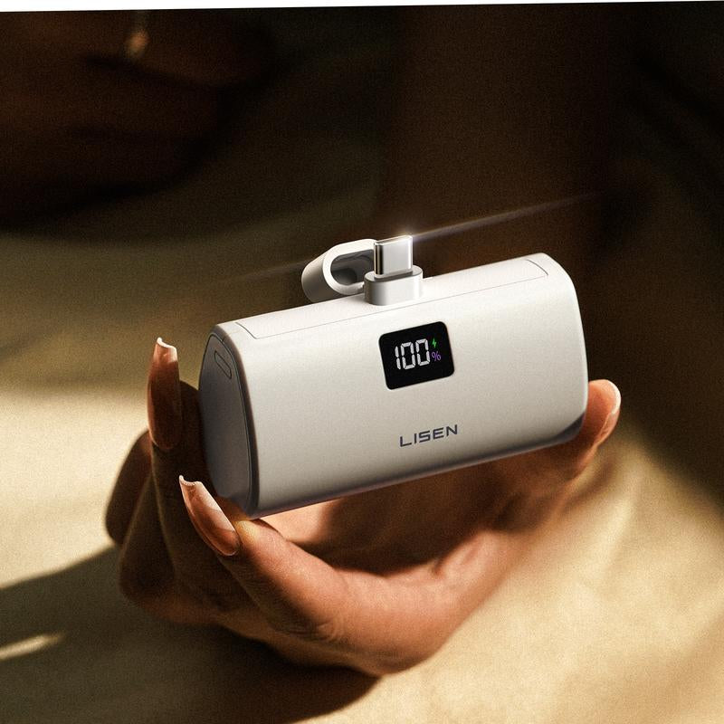 LISEN 7000mAh Portable Charger – USB-C Mini Power Bank for iPhone & Apple Watch, Travel-Friendly with Digital Display