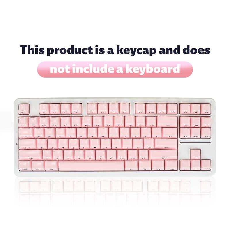 Mechanical Pink PBT Keycaps: 108-Key Pudding - Transparent Heart Shine-Through for 60% Layout