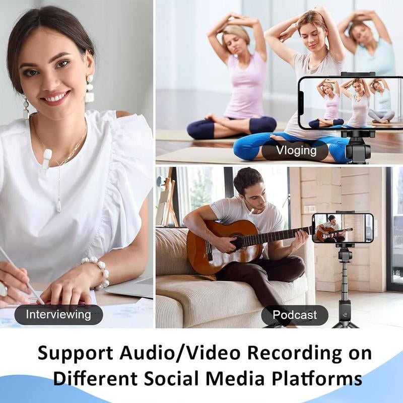 Wireless Lavalier Microphone with USB Rechargeable Feature - Plug-and-Play Lapel Mic for Video Recording, Teaching, Interviews, and Podcasting - Ideal Gift for Mothers and Partners