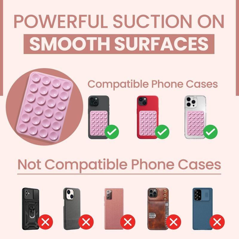 Double-Sided Silicone Suction Cup Phone Case Mount, Hands-Free Strong Grip Holder for Selfies & Videos, Ideal for Iphone & Android, Stand, Suction Phone Holder, Phone Car Holder, Phone Mounted
