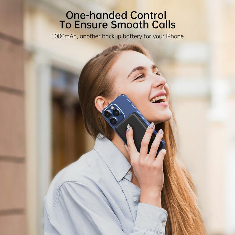 Magnetic Wireless Charging Power Bank,For Magsafe Portable Charger, 5000Mah Magnetic Power Bank, Ultra-Thin Portable,Magnetic Power Bank for Iphone 16/16 Pro/16 Pro Max, Iphone 15/14/13/12 Series