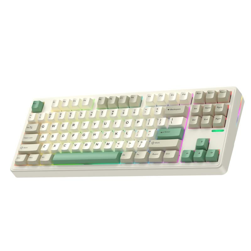 ELECFOX LINKY 87 PRO TKL Customized Mechanical Keyboard 87 Keys Wired & Wireless Bluetooth LED Gaming Keyboard