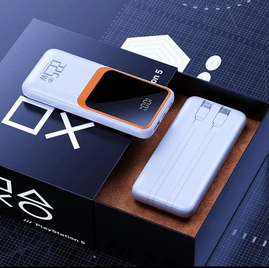 Portable Charger Power Bank with Built-In Lightning and Type C Cables, 10,000 Mah of Power Bank with 4 Outputs 2 Inputs 22.5W Fast Charging Power Bank for Samsung, Android, Iphone, Ipad.