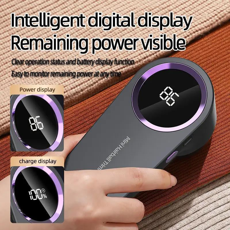 Electric Lint Remover, Portable USB Rechargeable Sweater Shaver, LED Display Hairball Trimmer, Durable Lint Remover Shaver for Socks/Sweaters/Coats
