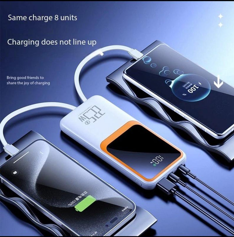 Portable Charger Power Bank with Built-In Lightning and Type C Cables, 10,000 Mah of Power Bank with 4 Outputs 2 Inputs 22.5W Fast Charging Power Bank for Samsung, Android, Iphone, Ipad.