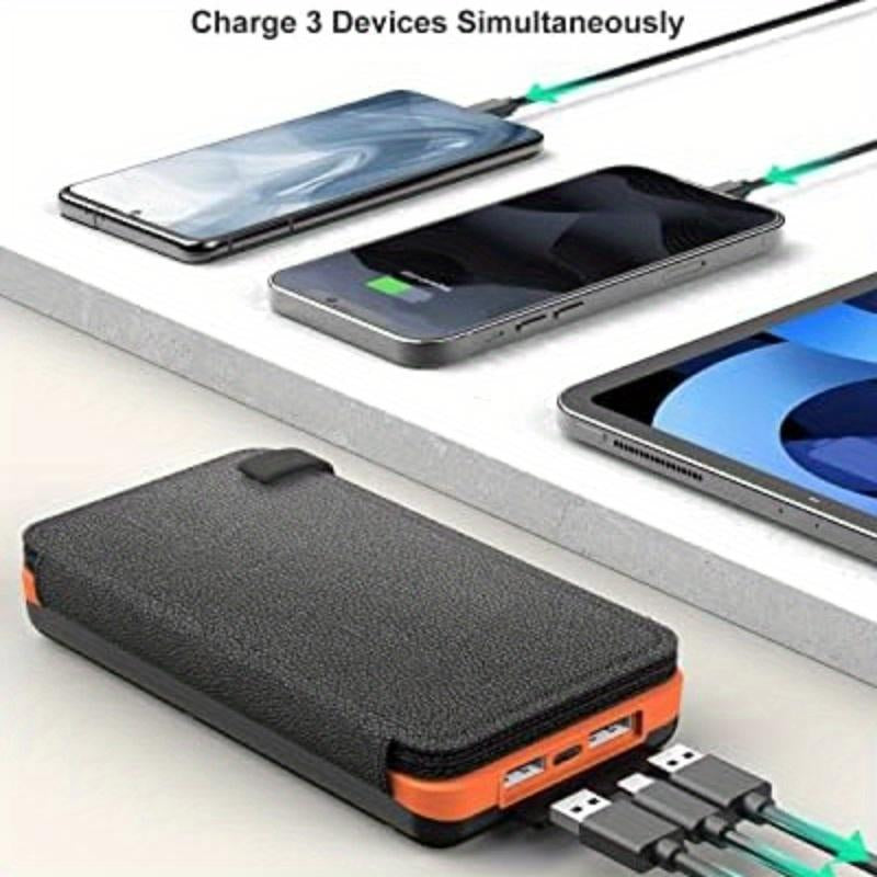 Solar Powered Power Bank, Portable Solar Phone Charger with Foldable Solar Panels, 20000Mah High Capacity Solar Power Bank for Smart Phones, Tablets