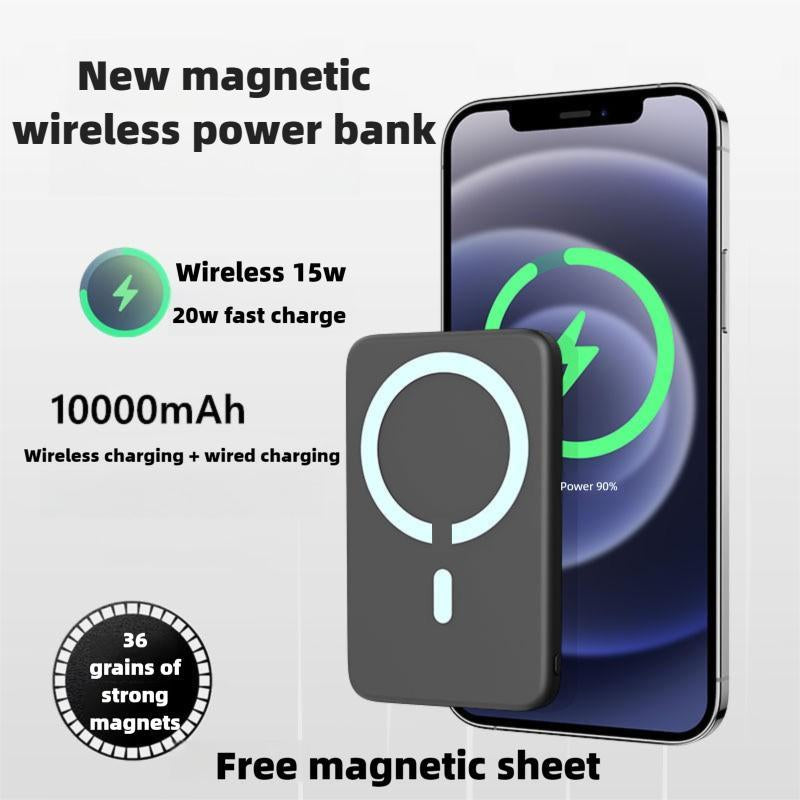 10000Mah Magnetic Power Bank Suitable for Iphone12-17Full Range Fast Charging PD20W Wireless Ultra-Thin Portablemobile Phone Power Bank