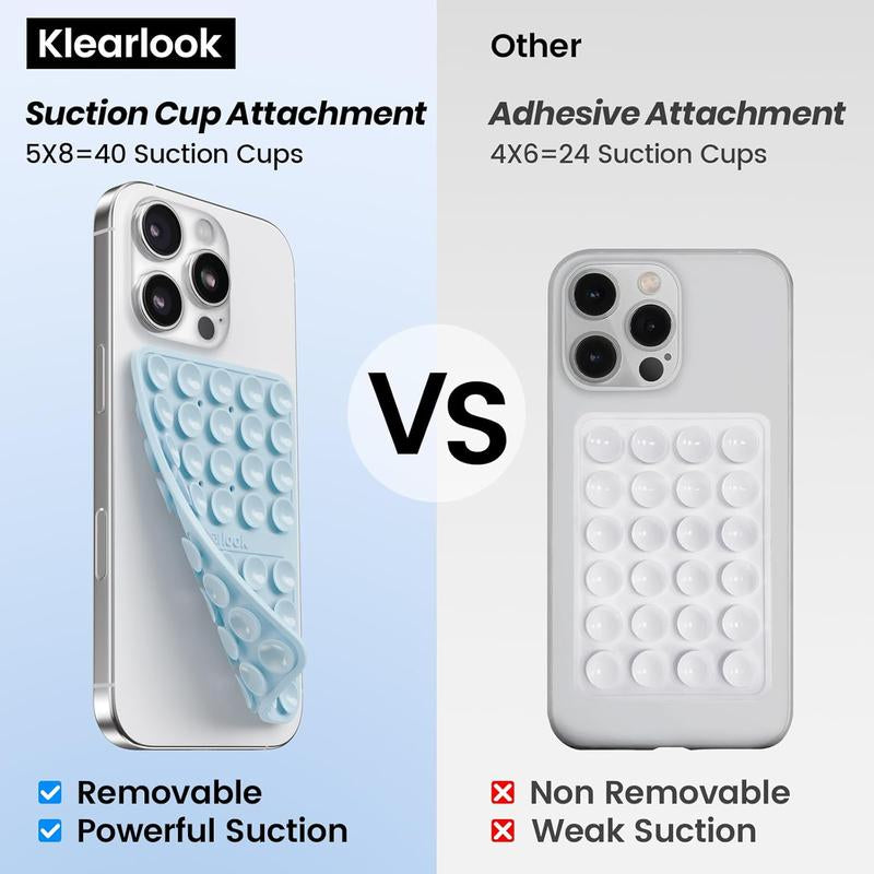 Klearlook Silicone Suction Cup Phone Case Mount Double Sided Sticky Phone Grip with Higher Suction Power for Iphone 17 Android Hands Free Phone Accessories Holder for Selfies and Videos