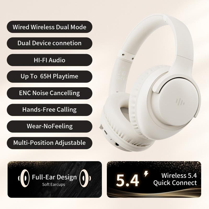 Electronic Wireless Bluetooth Headphones Over-Ear, Deep Bass Hi-Fi Stereo, 65H Playtime, Foldable Lightweight Headset with Mic for Ios/Android/Pc Headset Earbud Headphonesbluetooth Black