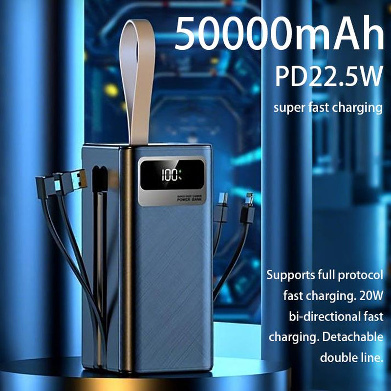 30000Mah/50000Mah Power Bank, Capacity Portable Charger with Digital Display , Fast Charging up to 22.5W, Used for Outdoor, Camping, Travel,Snug Power Bank Power Bank Black Phone Smartphone Chargeable Electronics Accessories