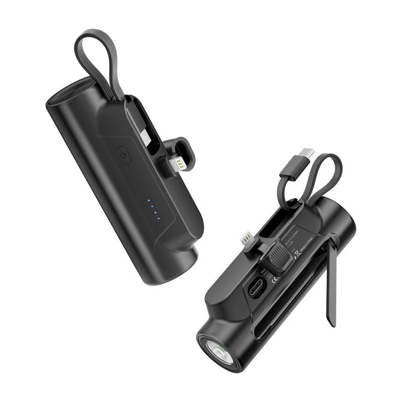 Portable Power Bank, 1 Count 5000Mah Mini Power Bank with Built-In USB-C Cable & Phone Holder, Fast Charging Power Bank for Iphone Samsung Android, Charger Connector, Battery Rechargeable, Electronics Accessories