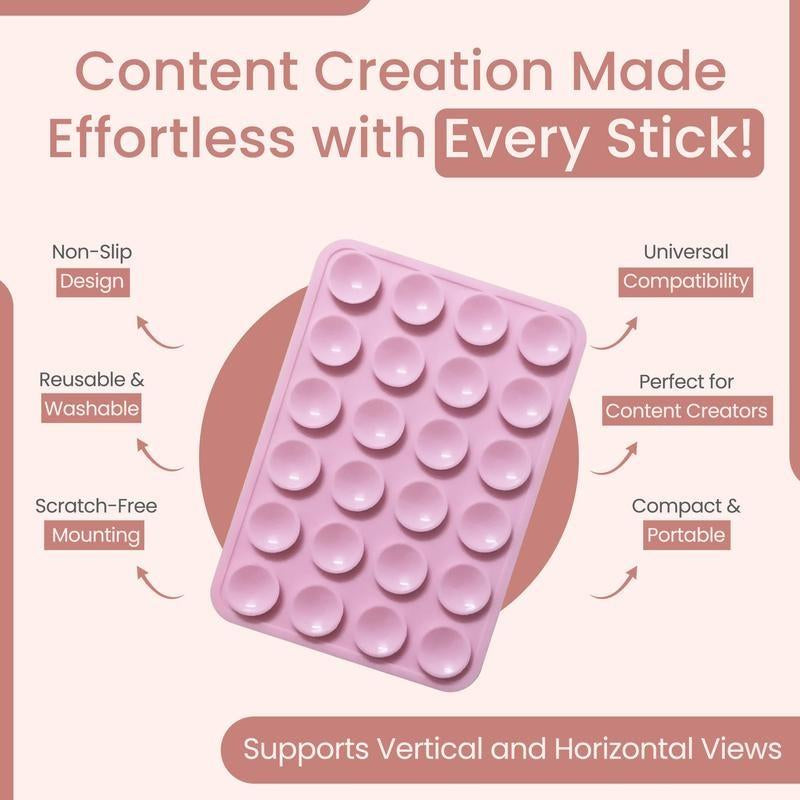 Double-Sided Silicone Suction Cup Phone Case Mount, Hands-Free Strong Grip Holder for Selfies & Videos, Ideal for Iphone & Android, Stand, Suction Phone Holder, Phone Car Holder, Phone Mounted