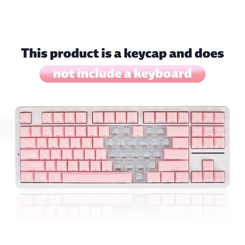 Mechanical Pink PBT Keycaps: 108-Key Pudding - Transparent Heart Shine-Through for 60% Layout